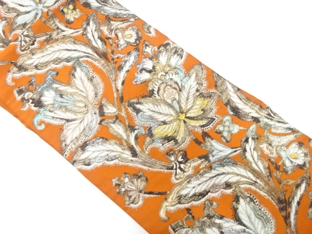 アンティーク　花更紗模様織り出し名古屋帯（着用可）